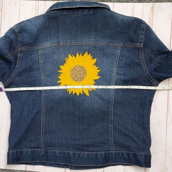 SUNFLOWER denim jacket‎ hand painted dark wash blue M - Picture 7 of 9